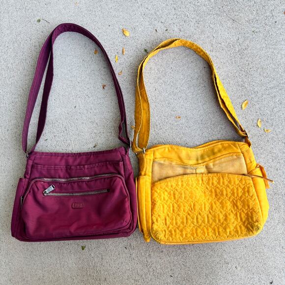Lot of 2 Lug Shoulder Bags – Infinity Burgundy & Shimmer Yellow 11x9.5x4.5 - Picture 1 of 12